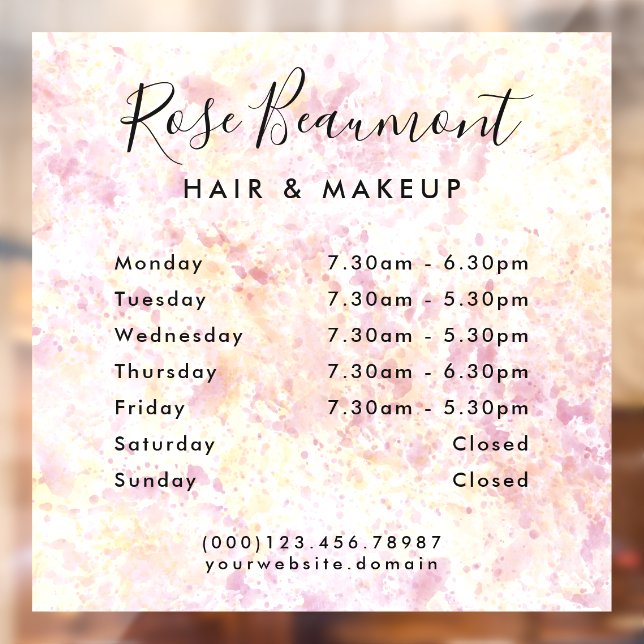 Moderne Wasserfarbe - Geschäftszeiten Fensterheber Fensteraufkleber (Blatt 2)