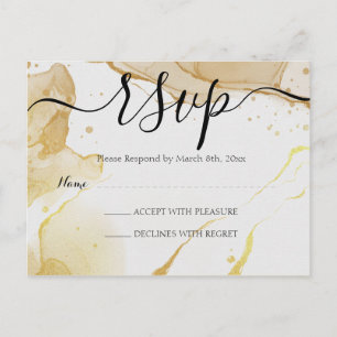 Moderne Wasserfarbe Gold RSVP Postkarte