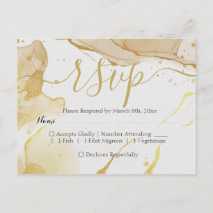 Moderne Wasserfarbe Gold RSVP Postkarte
