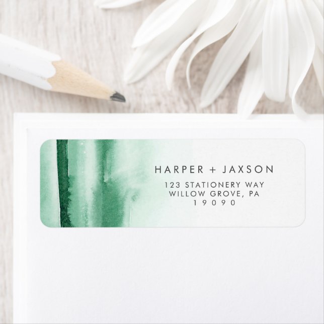 Moderne Wasserfarbe | Green Return Address Label (Insitu)