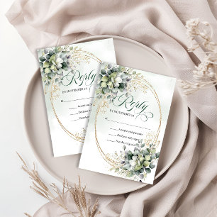 Moderne Wasserfarbe-Grün-Botanik-Hochzeit  RSVP Karte