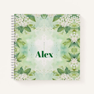Moderne Wasserfarbe Grüne Blumen & personalisieren Notizbuch