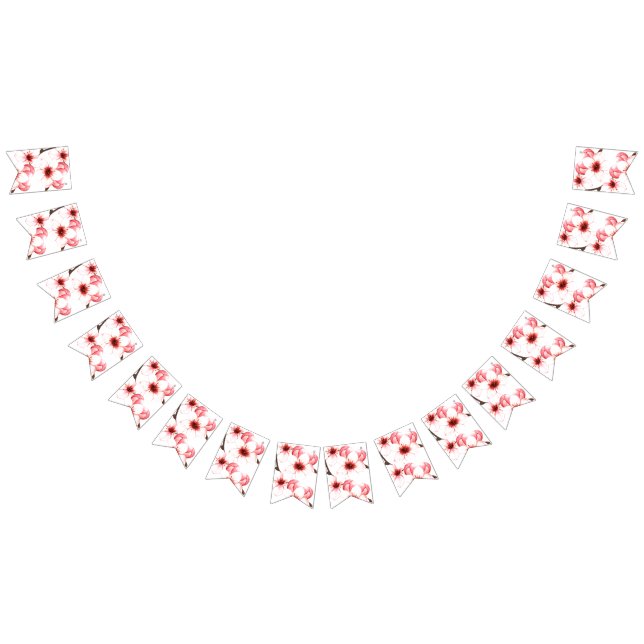 Moderne Wasserfarbe Japanisch Kirsche Blossom Hoch Wimpelkette (Alle)