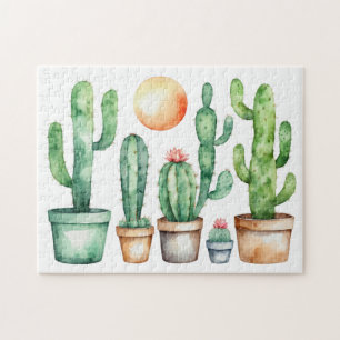 Moderne Wasserfarbe Kaktus Cacti Wüste Sukkulente Puzzle
