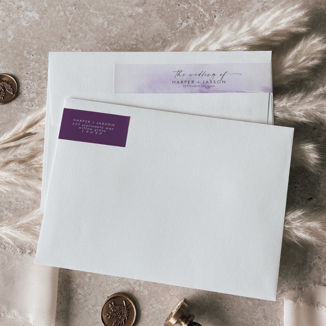 Moderne Wasserfarbe | Lila Hochzeit (Von Creator hochgeladen)