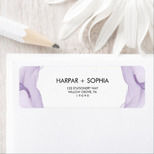 Moderne Wasserfarbe Lila Hochzeit Rücksendeadresse