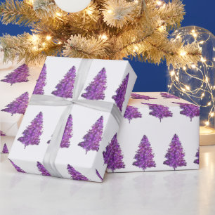 Moderne Wasserfarbe Lila Kiefer Weihnachten Geschenkpapier