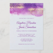 Moderne Wasserfarbe Lila Mauve Lilac Wedding
