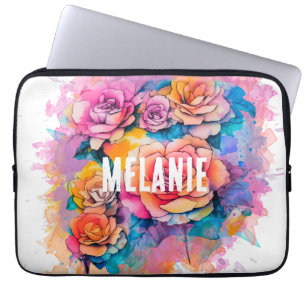 Moderne Wasserfarbe-Malerei Rosenstrauß personalis Laptopschutzhülle