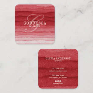 Moderne Wasserfarbe-Monogramm-Boutique/Mode Quadratische Visitenkarte