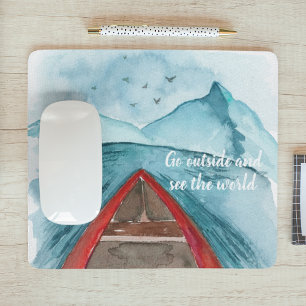 Moderne Wasserfarbe Natur Die Welt sehen Zitat Mousepad