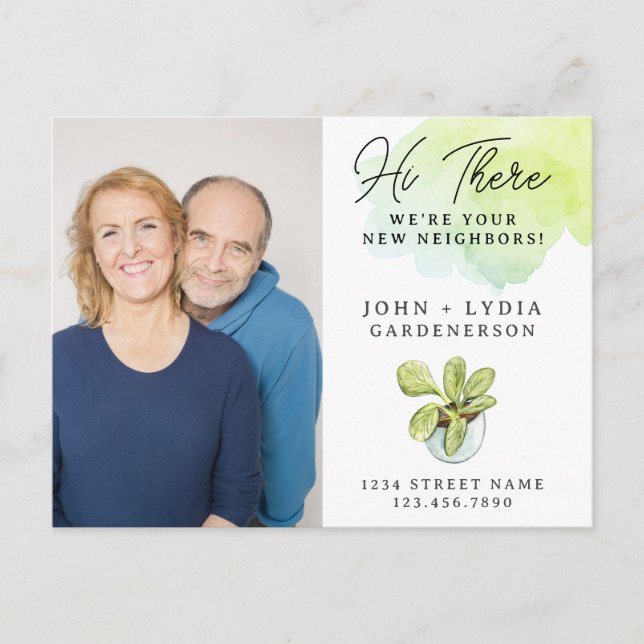 Moderne Wasserfarbe Neue Nachbar Postkarte (Vorderseite)