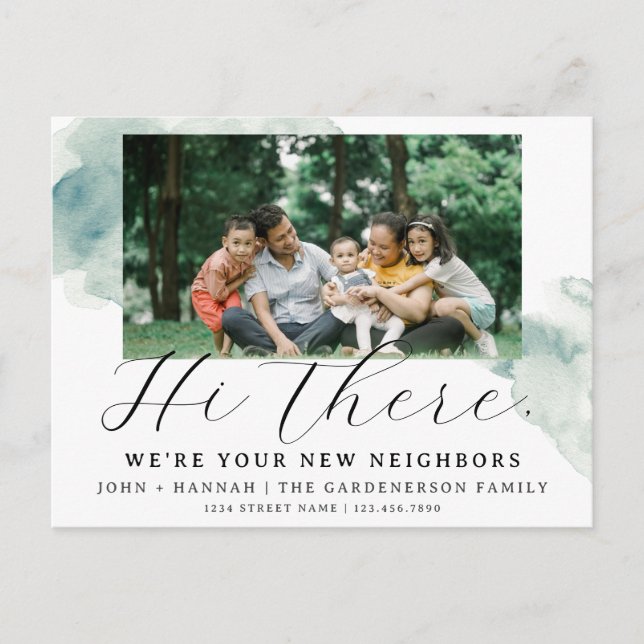 Moderne Wasserfarbe Neue Nachbar Postkarte (Vorderseite)