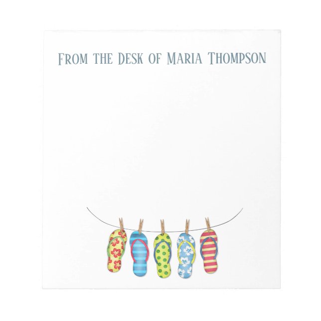 Moderne Wasserfarbe Niedlich Flip Flops Sommer Notizblock (Vorderseite)