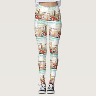 Moderne Wasserfarbe Orange Seashells am Strand Leggings