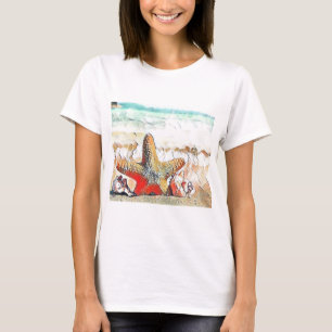 Moderne Wasserfarbe Orange Seashells T-Shirt