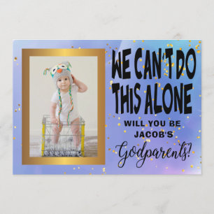 Moderne Wasserfarbe Patenonkel- und Patentante-Vor Einladung