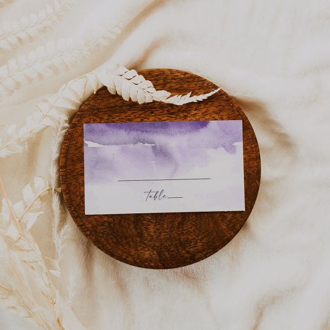Moderne Wasserfarbe | Platzkarte für Lila Hochzeit (Von Creator hochgeladen)