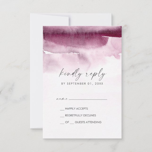 Moderne Wasserfarbe | Red Simple RSVP Card Karte (Vorderseite)