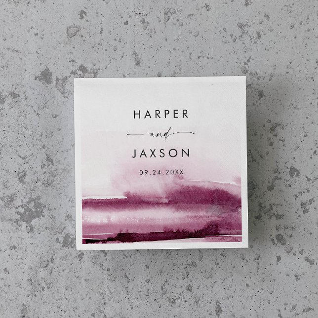 Moderne Wasserfarbe | Red Wedding Napkins Serviette (Von Creator hochgeladen)