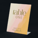 Moderne Wasserfarbe Rosa Gelbe Bat Mitzvah Tisch Sockelschild<br><div class="desc">Modern Boho Wasserfarbe Rosa Gelbe Bat Mitzvah Tischnummer Pedestelle Zeichen</div>