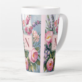 Moderne Wasserfarbe rosa Lavendelblüten Milchtasse