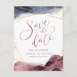 Moderne Wasserfarbe Save the Date geometrisch Postkarte