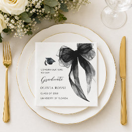 Moderne Wasserfarbe Schwarze Schleife Coquette Abs Serviette