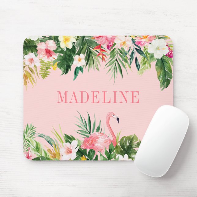 Moderne Wasserfarbe Tropische Blüte Mousepad (Mit Mouse)