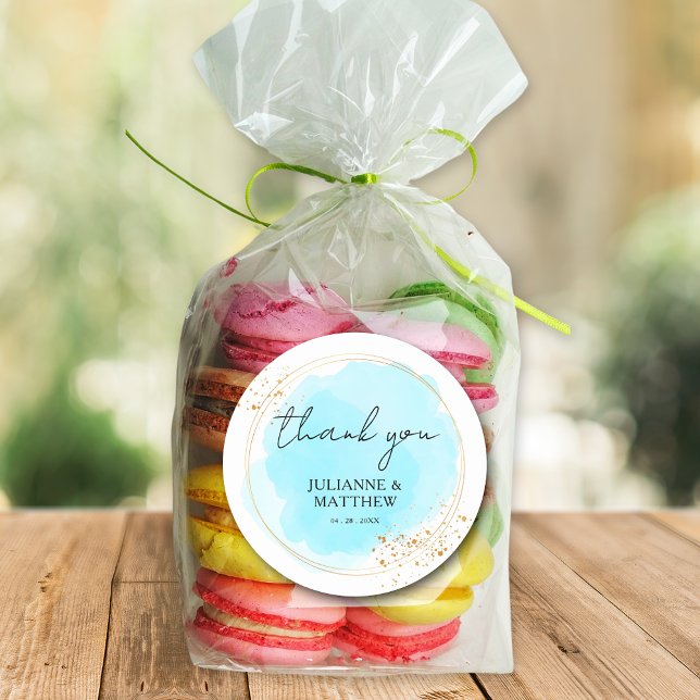 Moderne Wasserfarbe Türkis Vielen Dank für Ihre Ho Runder Aufkleber (Von Creator hochgeladen)