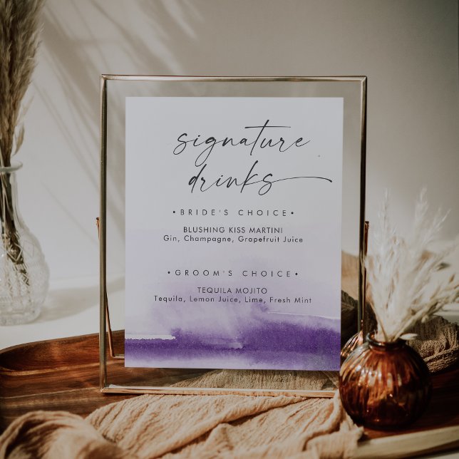 Moderne Wasserfarbe | Unterschrift für Lila Unters Poster (Von Creator hochgeladen)