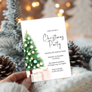 Moderne Wasserfarbe-Weihnachtsbaum-Party-Einladung Einladung