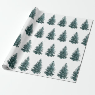 Moderne Wasserfarbe Winter Pine Grün Baum Weihnach Geschenkpapier