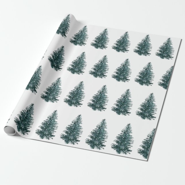 Moderne Wasserfarbe Winter Pine Grün Baum Weihnach Geschenkpapier (Ungerollt)