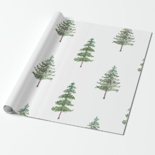 Moderne Wasserfarbe Winter Pine Grün Baum Weihnach Geschenkpapier