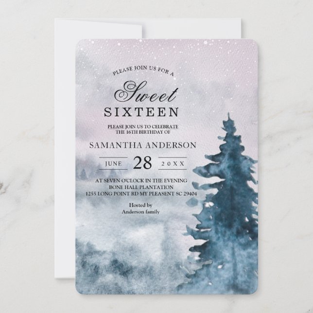 Moderne Wasserfarbe Winter Weihnachtsbaum Natur In Einladung (Vorderseite)