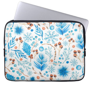 Moderne Wasserfarbe Winterblätter und Beeren  Laptopschutzhülle