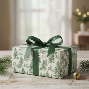 Moderne Wasserfarbe Winterkiefer Grüner Baum Weihn Geschenkpapier