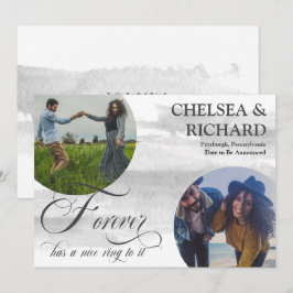 Moderne Wasserfarbe Zwei Foto Verlobung und Ankündigung