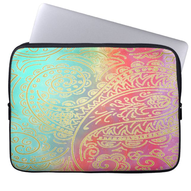 Moderne Wasserfarben aus Gruß und Gold Laptopschutzhülle (Vorderseite)