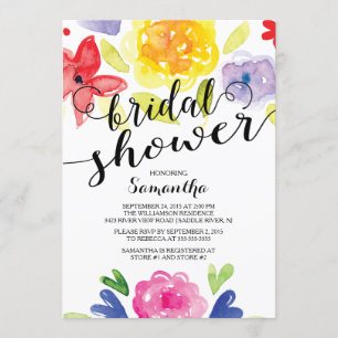 Moderne Wasserfarben Blume Bridal Dusche Einladung