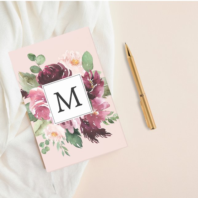 Moderne Wasserfarben-Blumen Monogramm Post-it Klebezettel (Von Creator hochgeladen)