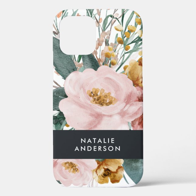 Moderne Wasserfarben Blumen und Blattwerk elegant Case-Mate iPhone Hülle (Rückseite)