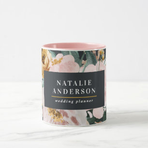 Moderne Wasserfarben Blumen und Blattwerk elegant Tasse