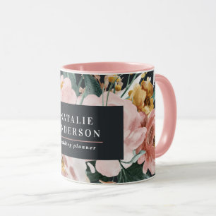 Moderne Wasserfarben Blumen und Blattwerk elegant Tasse