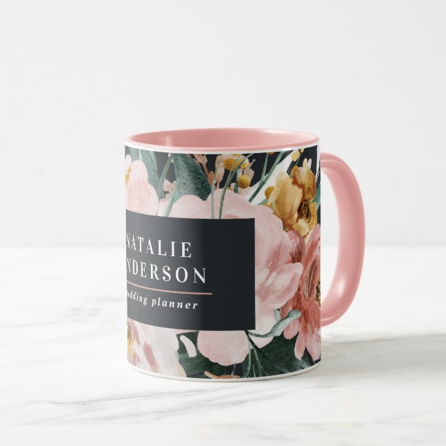 Moderne Wasserfarben Blumen und Blattwerk elegant Tasse (VorderseiteRechts)