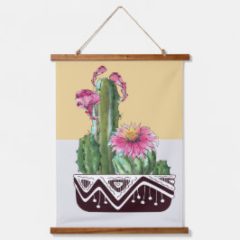 Moderne Wasserfarben Cactus Garden Wandteppich Mit Holzrahmen