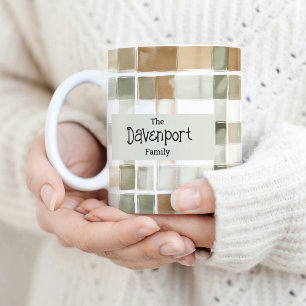 Moderne Wasserfarben fallen Kariert Familienname Kaffeetasse