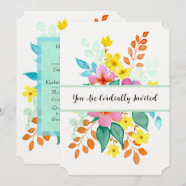 Moderne Wasserfarben Florals in hellen Farben Einladung