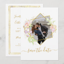 Moderne Wasserfarben-Foto-Save-the-Date-Karte